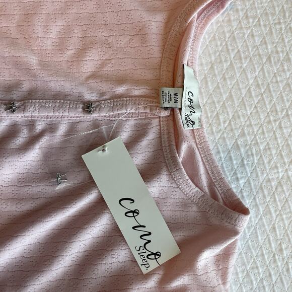 NWT Como Coquette Y2K Pink Bow Button Detail Knit Top Soft Girl Romantic Size M - Picture 9 of 9